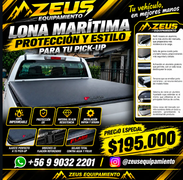 Lona marítima para pick-up Zeus Equipamiento